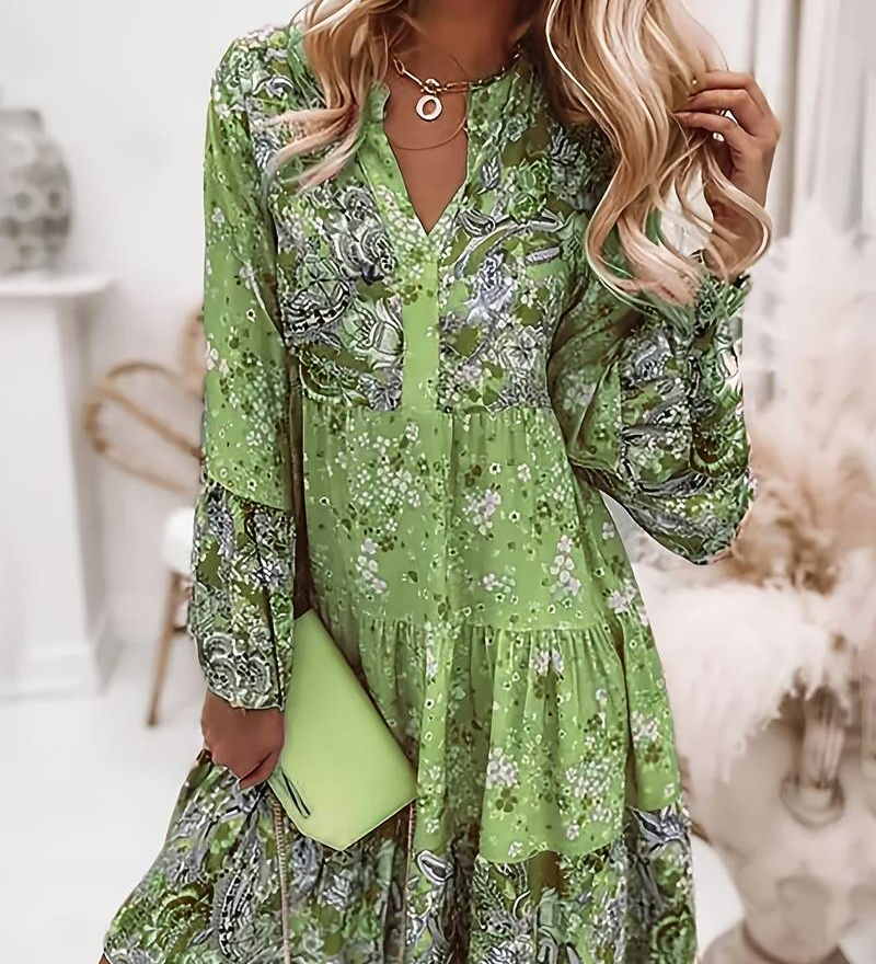 Bequemes Boho-Kleid mit buntem Druck – Produktansicht 3