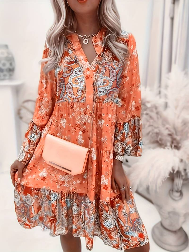 Bequemes Boho-Kleid mit buntem Druck – Produktansicht 4