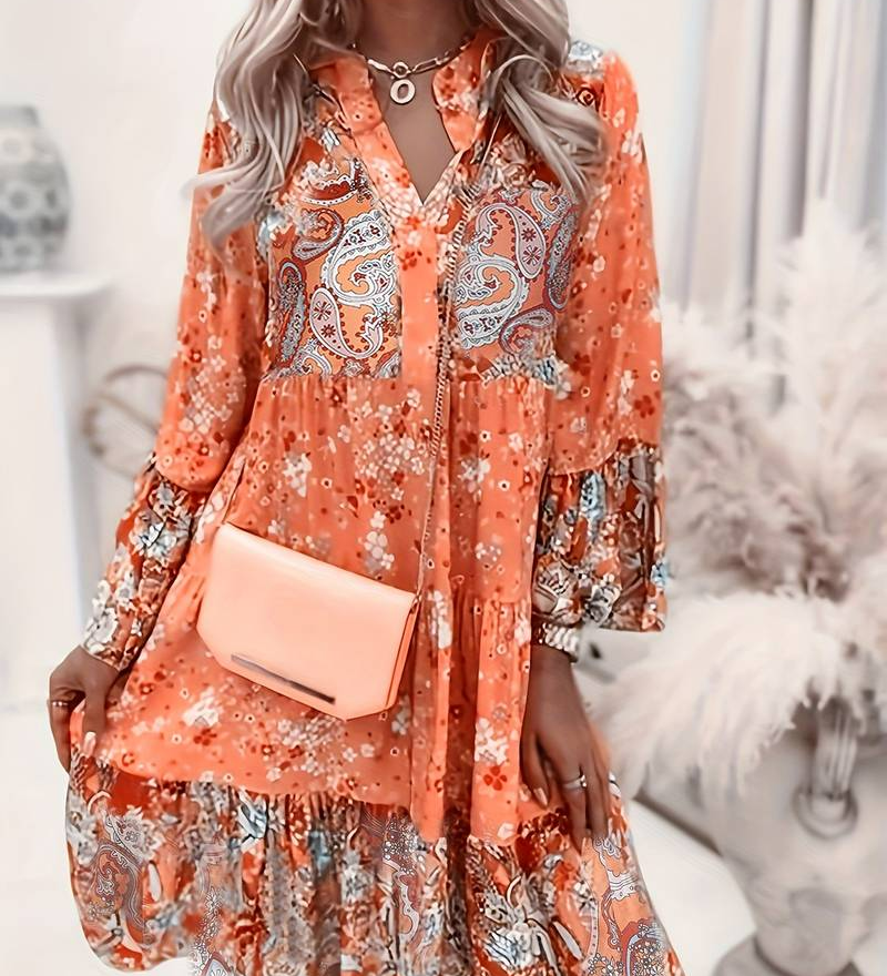 Bequemes Boho-Kleid mit buntem Druck – Produktansicht 4