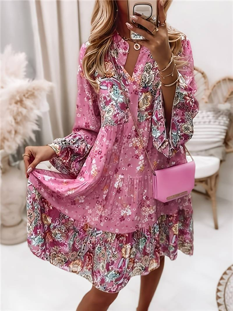 Bequemes Boho-Kleid mit buntem Druck – Produktansicht 2