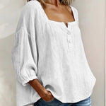 Bluse mit quadratischem Ausschnitt und 3/4-Ärmeln – Produktansicht 16
