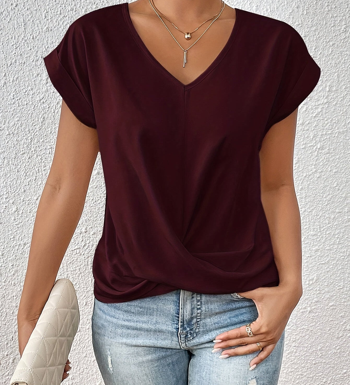 Elegantes T-Shirt mit V-Ausschnitt – Produktansicht 4