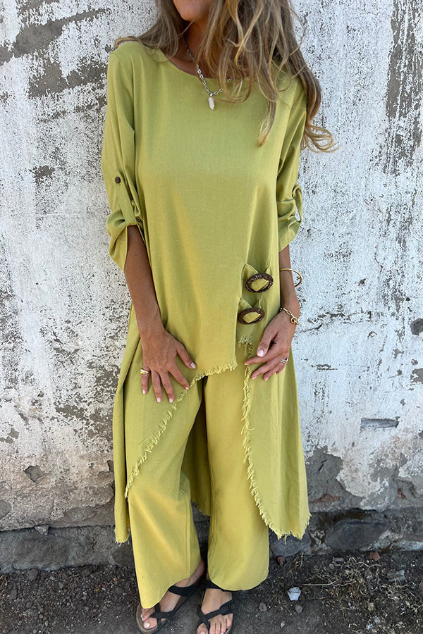 Elegantes zweiteiliges Ensemble mit Kleid mit Knopfleiste – Produktansicht 2