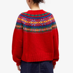 Roter Fair-Isle-Pullover aus dickem Vintage-Strick – Produktansicht 2