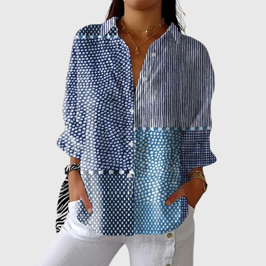 Farbenfrohe Druckbluse aus leichtem Material mit Blumenmuster – Produktansicht 1