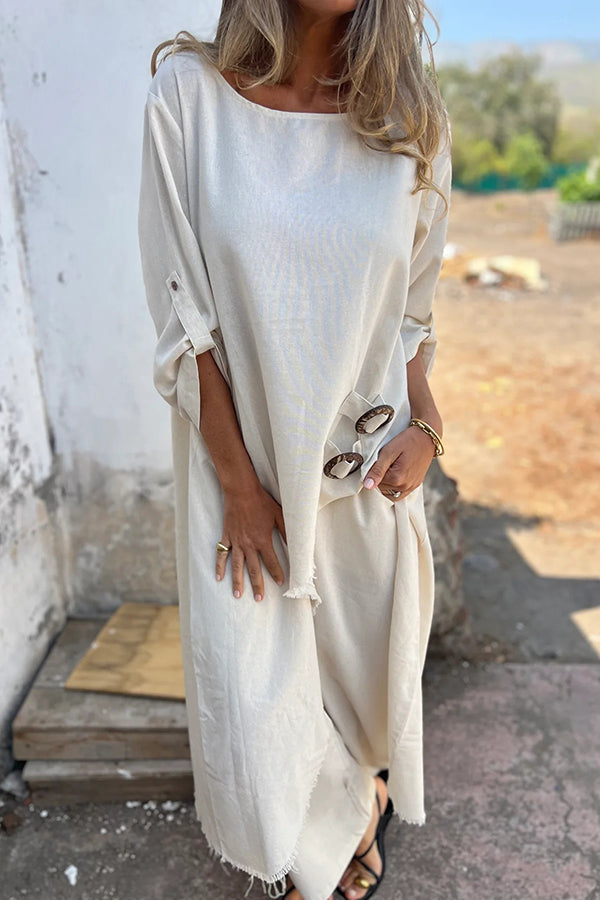 Elegantes zweiteiliges Ensemble mit Kleid mit Knopfleiste – Produktansicht 1
