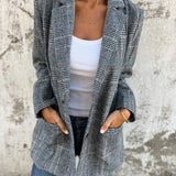Oversize-Jacke mit kariertem Reverskragen und Knöpfen – Produktansicht 3