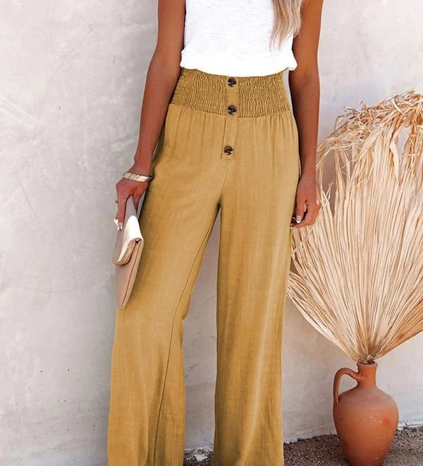 Bequeme hochtaillierte Hose mit weitem Schnitt – Produktansicht 10