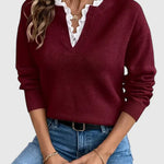 Lässiger Strickpullover mit V-Ausschnitt – Produktansicht 4
