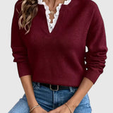 Lässiger Strickpullover mit V-Ausschnitt – Produktansicht 4