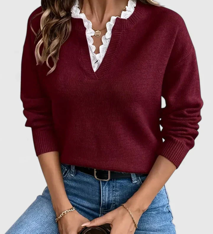 Lässiger Strickpullover mit V-Ausschnitt – Produktansicht 4
