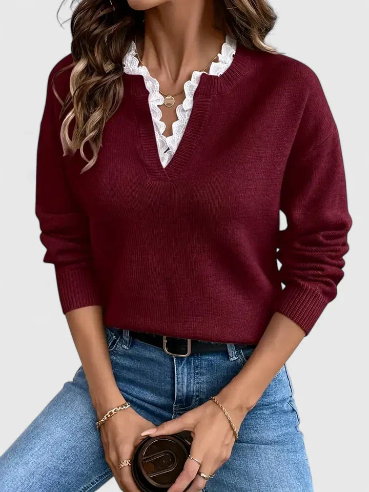 Lässiger Strickpullover mit V-Ausschnitt – Produktansicht 4