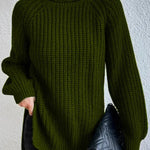 Rollkragenpullover mit Raglanärmeln und Saumschlitz – Produktansicht 12