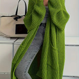 Offener Oversize-Cardigan aus langem Kuschelstrick – Produktansicht 3