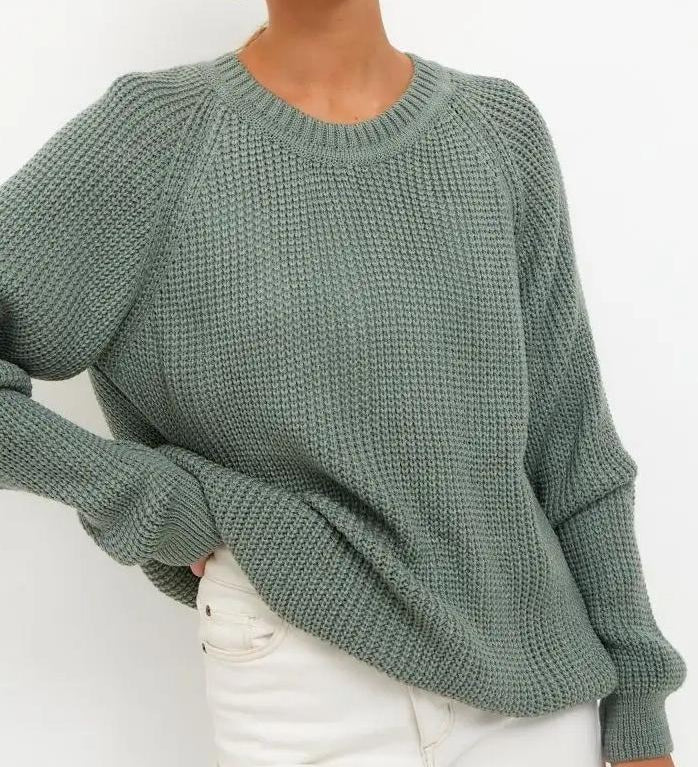 Unifarbener Grobstrick-Pullover in bequemer Passform – Produktansicht 12
