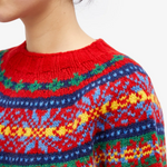 Roter Fair-Isle-Pullover aus dickem Vintage-Strick – Produktansicht 3