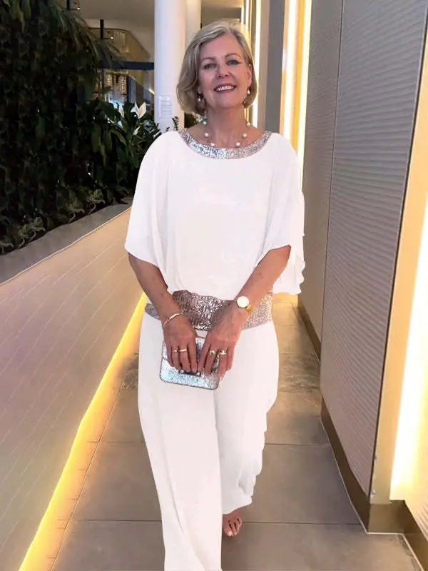 Elegantes Set aus Oberteil und Hose mit funkelnden Details – Produktansicht 7