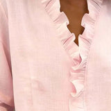 Bluse mit Volantkragen und V-Ausschnitt – Produktansicht 12
