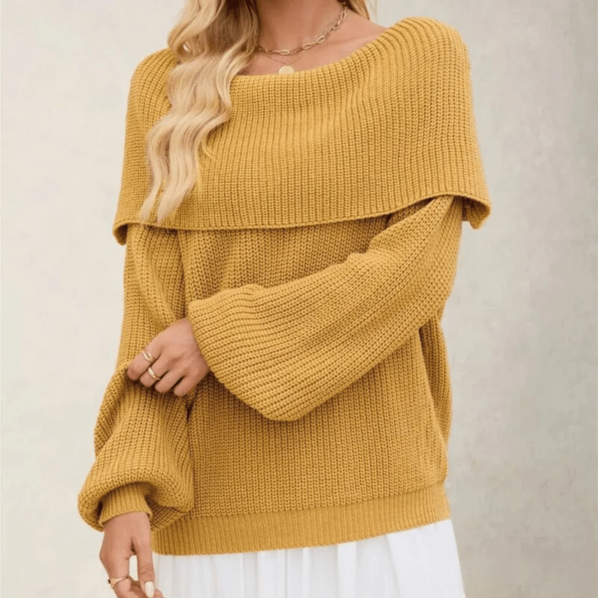Schulterfreier Strickpullover – Produktansicht 1
