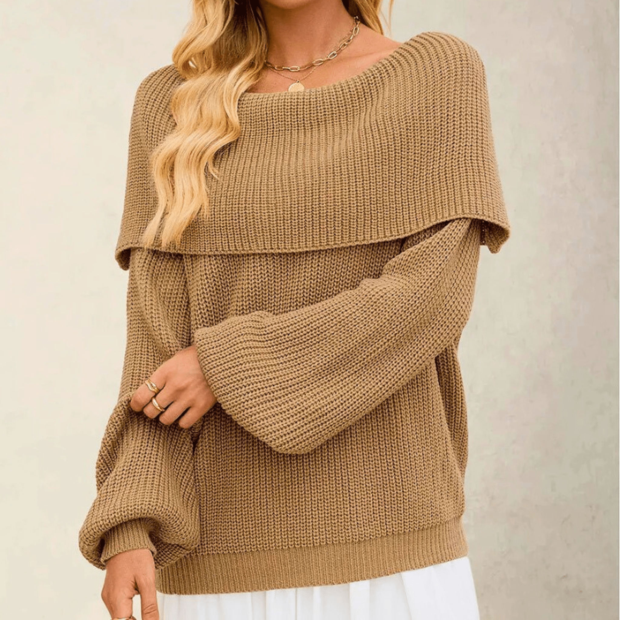 Schulterfreier Strickpullover – Produktansicht 2