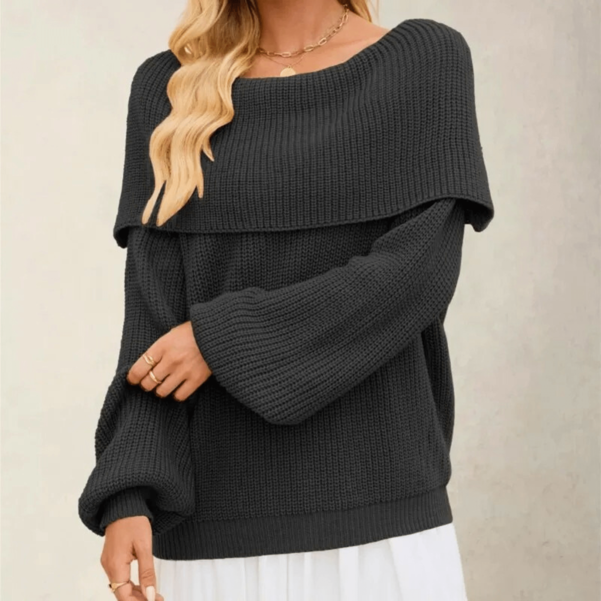 Schulterfreier Strickpullover – Produktansicht 4