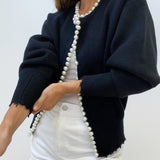 Cardigan mit Perlenverzierung aus Baumwollmischung – Produktansicht 1
