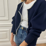 Cardigan mit Perlenverzierung aus Baumwollmischung – Produktansicht 7
