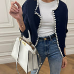 Cardigan mit Perlenverzierung aus Baumwollmischung – Produktansicht 8