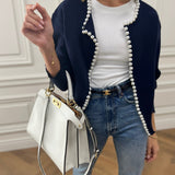 Cardigan mit Perlenverzierung aus Baumwollmischung – Produktansicht 8