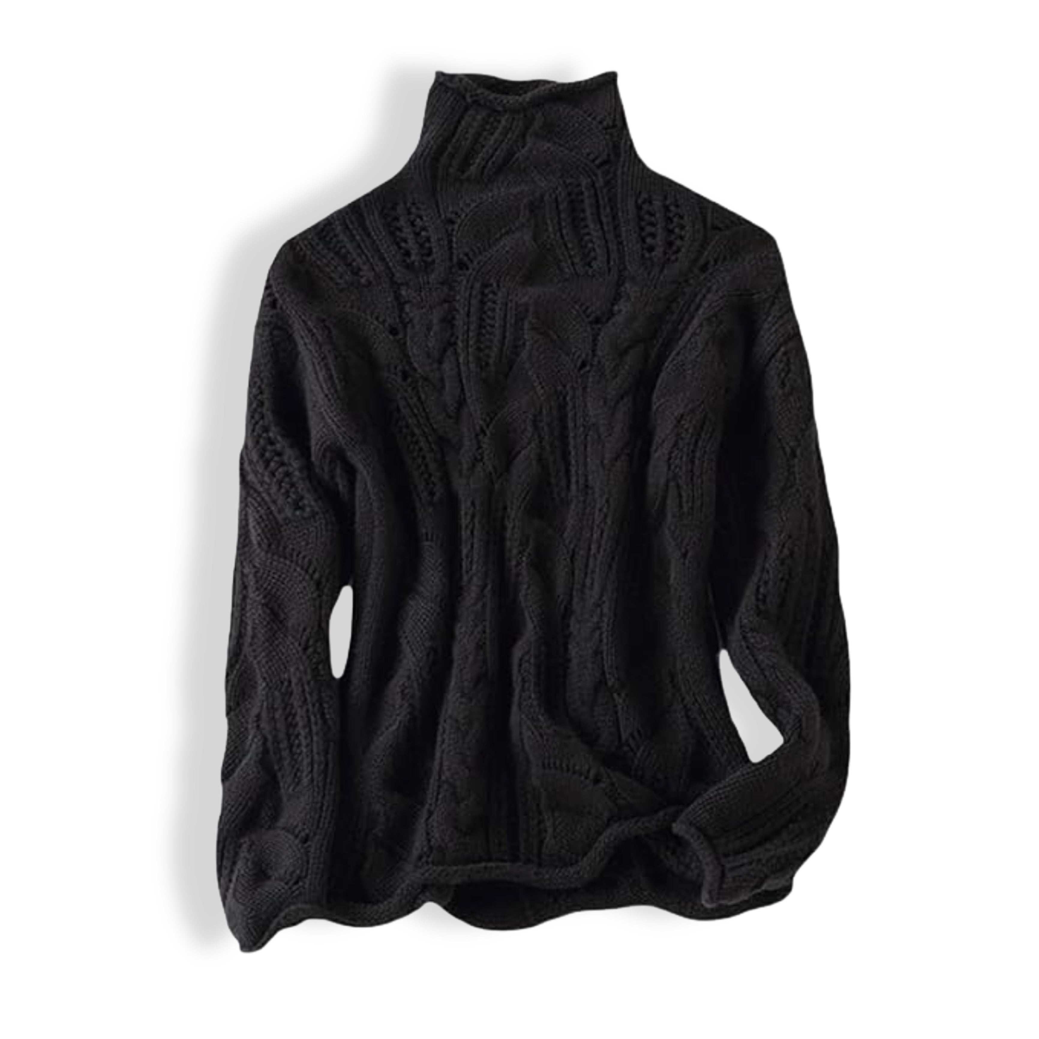 Pullover mit Stehkragen und Zopfstrickmuster – Produktansicht 7