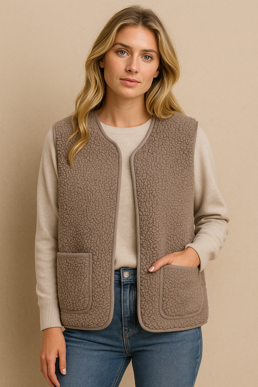Ärmellose Teddyweste für Damen – Produktansicht 1