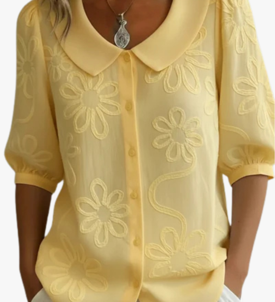 Florale Bluse mit Rundhalsausschnitt – Produktansicht 1