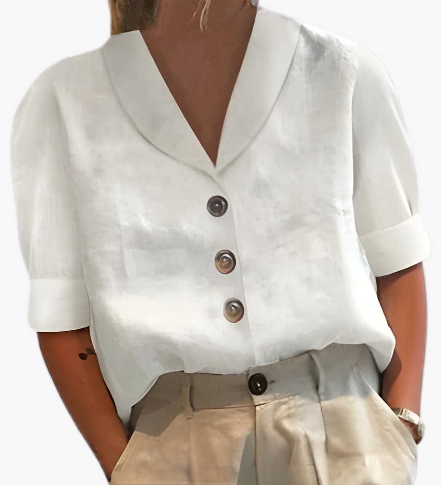 Bluse mit Halbärmeln und Reverskragen – Produktansicht 1