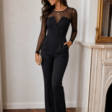 Svea | Eleganter Jumpsuit mit transparenten Mesh-Ärmeln