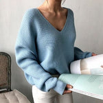 Bequemer Oversize-Pullover mit V-Ausschnitt – Produktansicht 2