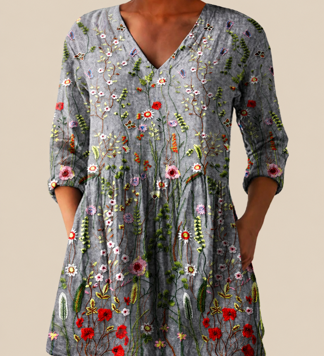Lange Bluse mit ausdrucksstarkem Musterdruck – Produktansicht 1