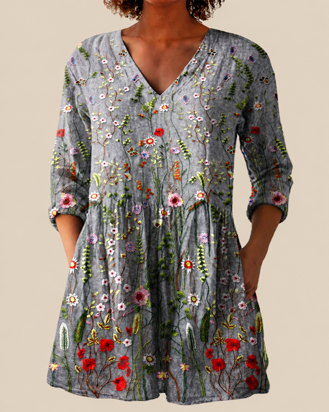 Lange Bluse mit ausdrucksstarkem Musterdruck – Produktansicht 1