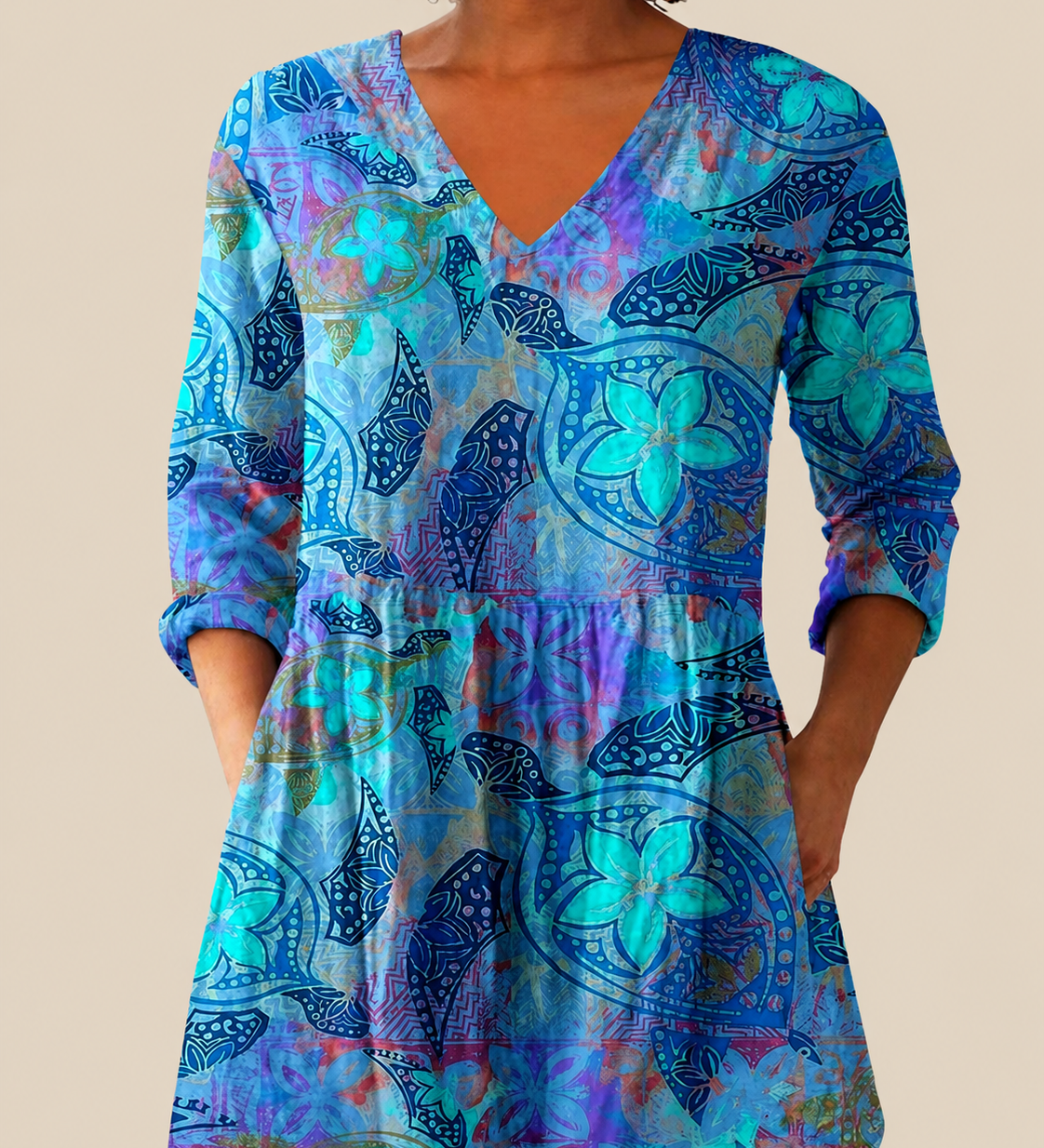 Lange Bluse mit auffälligem Muster – Produktansicht 1