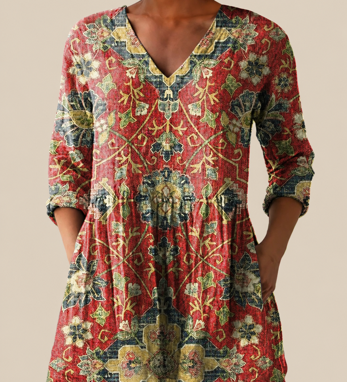 Lange Bluse mit ausdrucksstarkem Musterdruck – Produktansicht 1