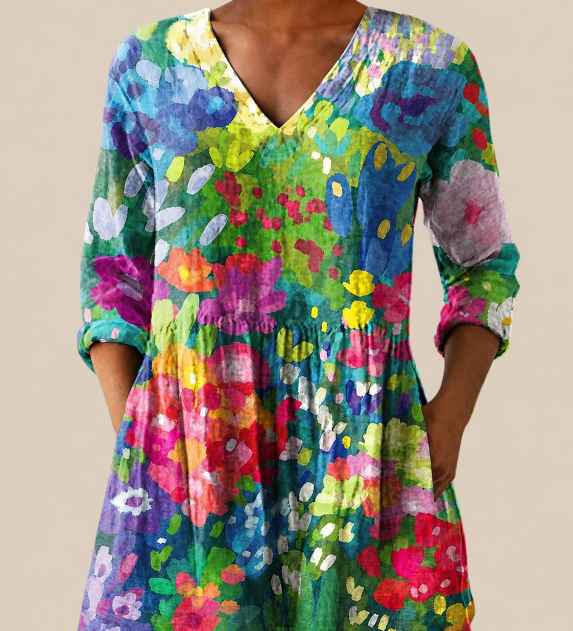 Longbluse mit lebendigem Musterspiel – Produktansicht 1
