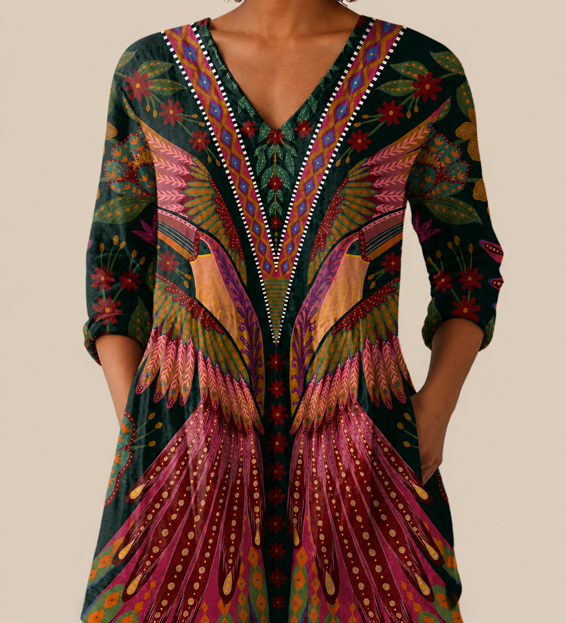 Longbluse mit lebendigem Musterspiel – Produktansicht 1
