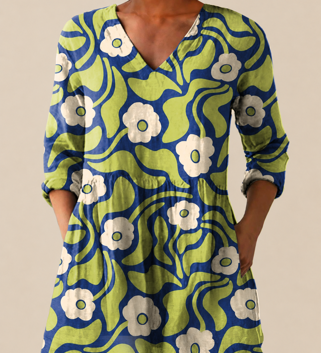 Lange Bluse mit auffälligem Muster – Produktansicht 1