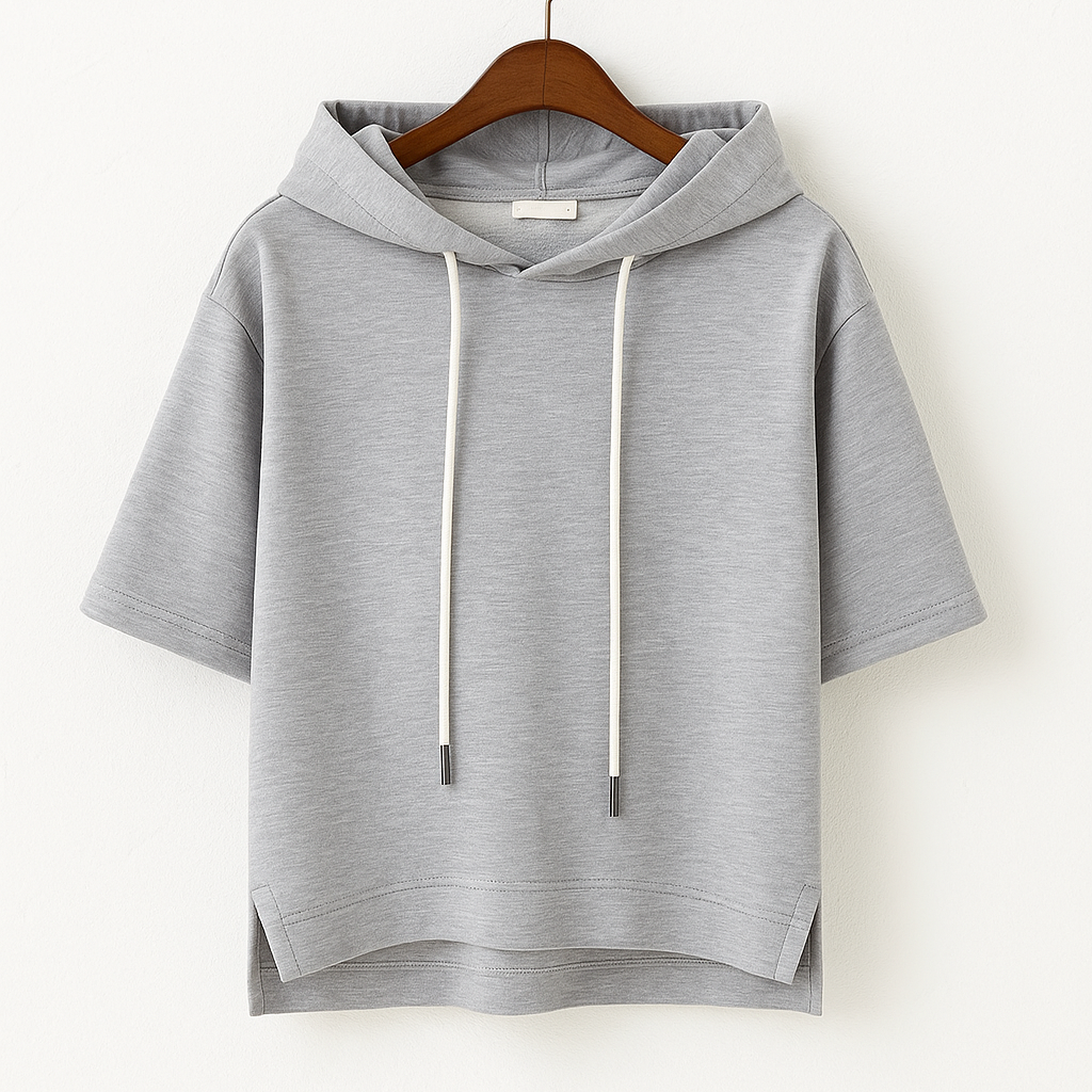 Leichtes Kapuzenshirt mit kurzen Ärmeln – Produktansicht 7