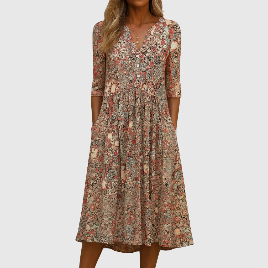 Elegantes V-Ausschnitt-Kleid – Produktansicht 1