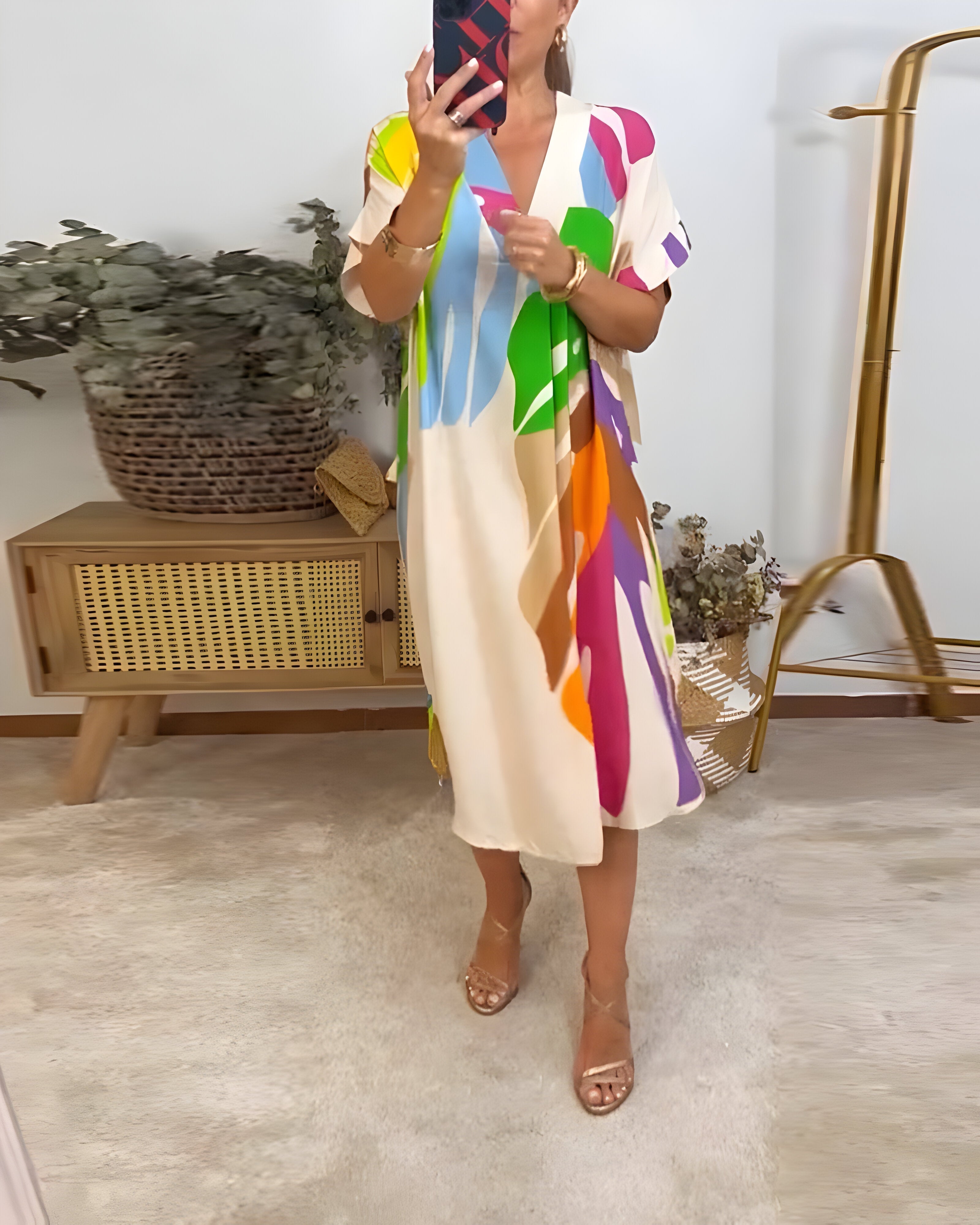 Bequemes Kleid mit abstraktem Muster – Produktansicht 5