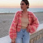 Weiche offene Strickjacke mit Farbakzenten – Produktansicht 4