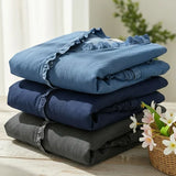 Denimbluse mit V-Ausschnitt und Volants – Produktansicht 11