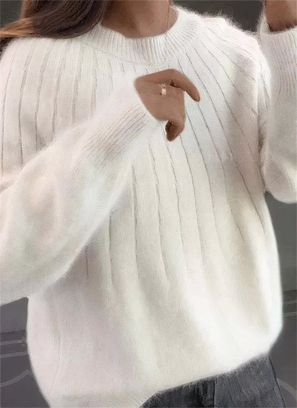 Kuscheliger Winterpullover mit Rundhalsausschnitt – Produktansicht 2