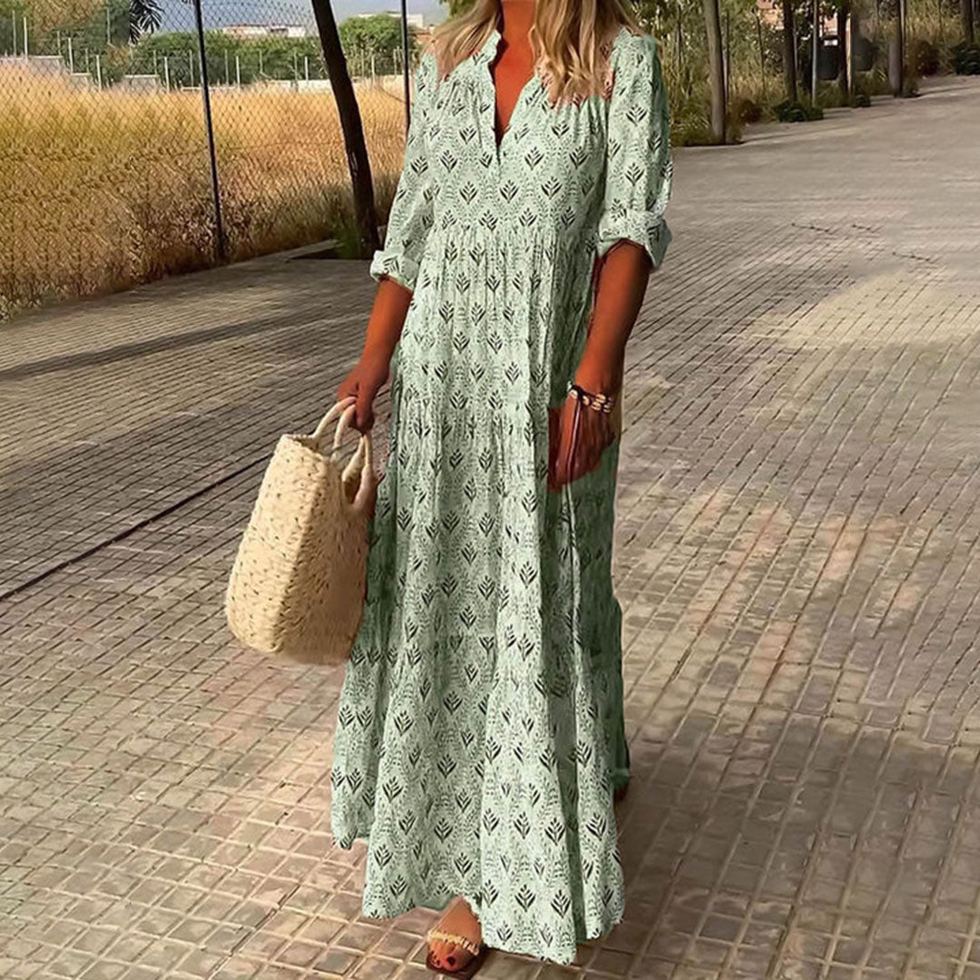 Bequemes Boho-Kleid mit V-Ausschnitt – Produktansicht 2