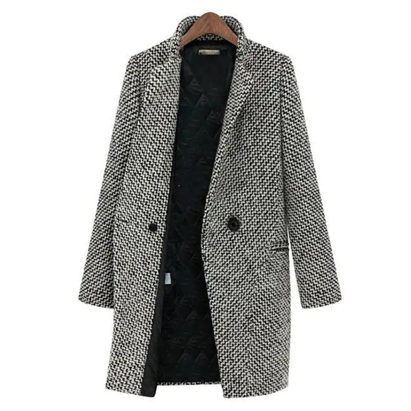 Langer Tweed-Mantel für Damen – Produktansicht 3